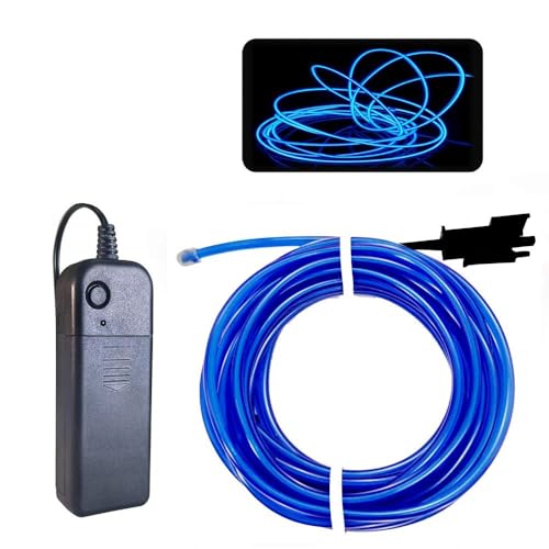 Image of MaxLax EL Wire Blue, 2M Portable Battery Pack Neon Light Strip 360 Cuttable Glowing Rope Lights for Parties, Halloween, DIY Decoration