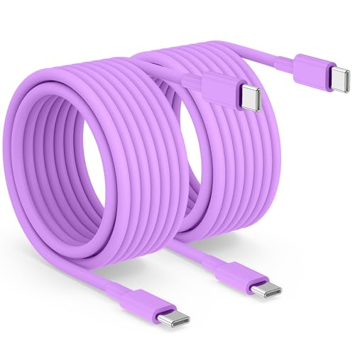 Image of 2pack 10ft USB C to C Cable, 60W Type C to Type C Fast Charging Cord for iPhone 17 16 15 Pro, Pro Max, Plus, iPad Pro, MacBook Air 13 inch, iPad Pro, Air, for Samsung Galaxy S25 and More, Purple