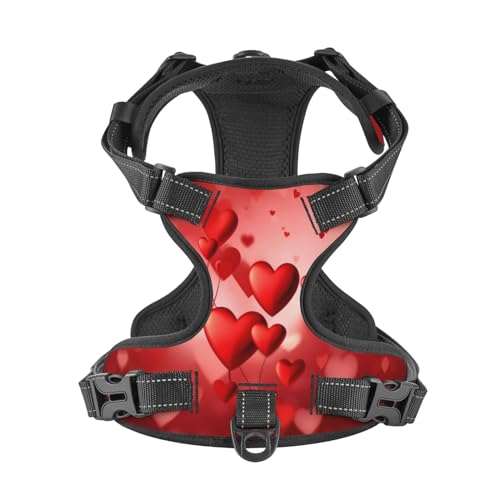 Dog Harness for Small Dogs with Leash No Pull 2 Leash Clips, Adjustable Soft Valentine's Day Heart Ballons Dog Vest Set Small Size