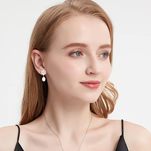 White Shell Stud Earrings And Pearl Drop Earrings For Women, Hypoallergenic 14K Real White Gold Plated Dainty Earrings… #TOP6