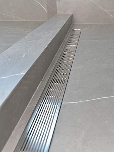 Royal Linear Shower Drains - Linear Wedge - Stainless Steel Luxurious Line By Serene Steam Include Hair Trap (24 Inch, Brushed Nickel) #TOP6