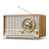 YOWGUIF AM FM Radio Classic Retro Wood Table Radio Bluetooth Speakers Radios Plug-in Wall with...