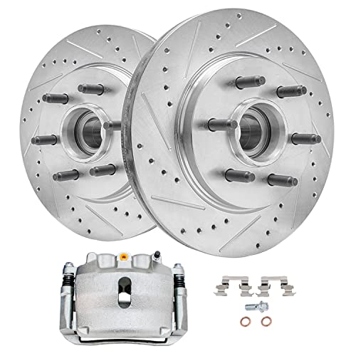 Image of Detroit Axle - 2WD 6 Lug Front Drilled & Slotted Brake Rotors Passenger