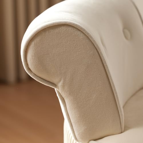 Silla de tocador de terciopelo con acabado copetudo de lujo y estructura ergonómica 6
