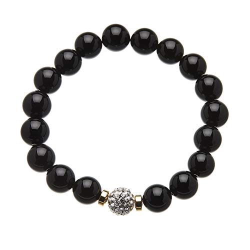 Negro pulsera de cuentas de ónix con una bola de cristal - Rae B08 por Bello London Cover