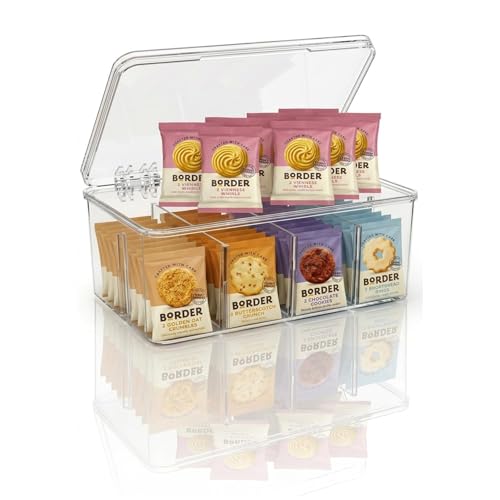 Assorted Biscuit Mini Packs in Plastic Box 5 Flavours (Viennese Whirls Shortbread Rings Butterscotch Chocolate Golden Oat) 40 Sachets (8 Each) | Compatible for Border Biscuits | Luxe Bitez