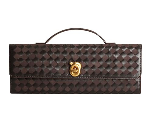 Image of Woven Clutch Purses for Women, Leather Evening Clutch, Handmade Woven Shoulder Bag Crossbody Bag