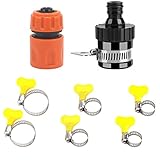 HOKIPO® Garden Water Hose Fitting Accessories Set - 1-1/2 Inch Tap Adapter, 1 Quick Connector and 6 Hose Clamp