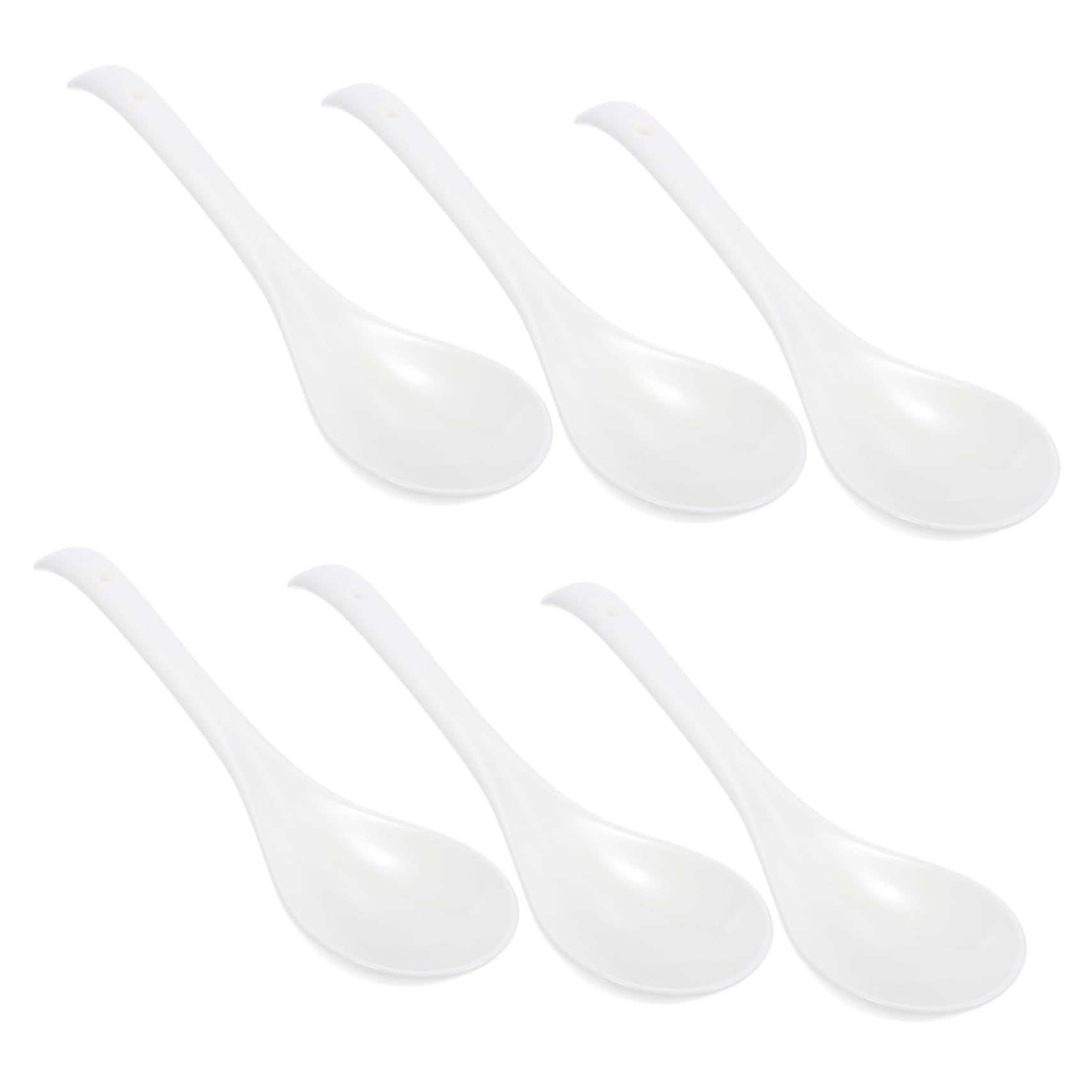 Lot de 6 Cuillères à Soupe en Céramique Blanche Robustes et Élégantes, Résistantes aux Éclats, Cuisine Service à Table