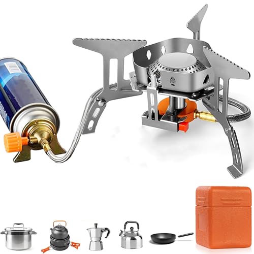 Magnova Portable Cooking Gas Stove,Outdoor Camping Stove with Piezo Ignition,Stainless Steel Folding Butane Gas Stove with Storage Box forBBQ,Hiking,Trekking,Traveling,Emergency Use(Without...