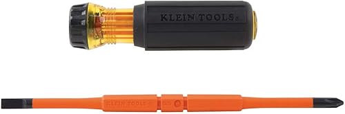 Miniatura 14 de Klein Tools 32288 Destornillador aislado, juego de destornilladores 8 en 1 con cuchillas intercambiables, 3 Phillips, 3 puntas ranuradas y 2 puntas
