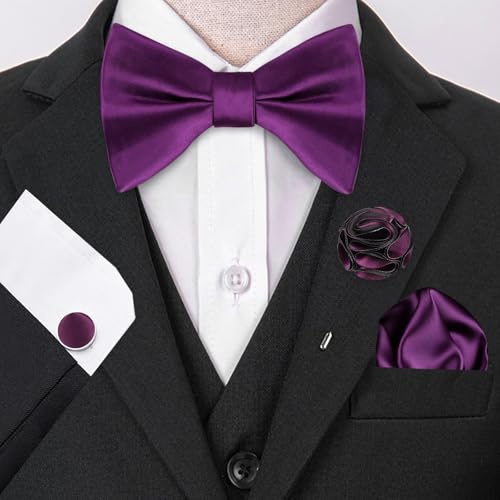 Image of Alizeal Mens 4pcs Formal Solid Bow Tie Set