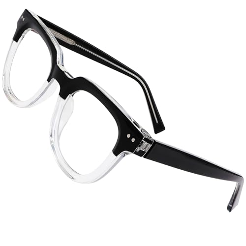 Image of Blue Light Glasses for Woman /Men TR90 Computer Eyeglasses with Anti Eyestrain & UV Glare (Black /Transparent)