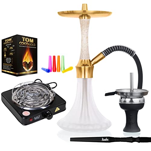 Aladin Epox 360 Shisha-Set, 9 Blow-Offs, Edelstahl, Diffusor, Closed Chamber, Bundle mit TOM Gold Naturkohle & 1000w… – Bild 5