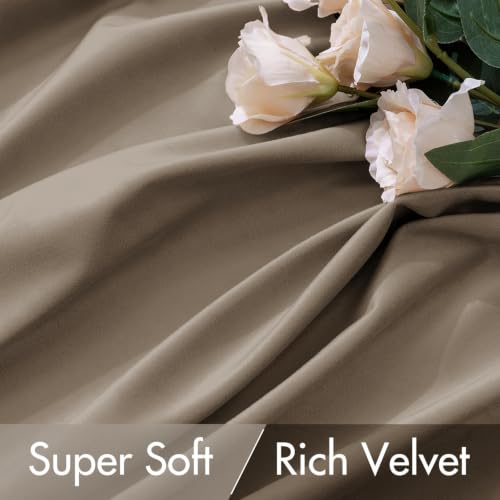 Image of MIULEE Velvet Curtains 52x90 inches 2 Panels Light Taupe Blackout Curtains | Luxury, Bedroom Living Room, Thermal Insulated, Super Soft Window Drapes, Rod Pocket & Back Tab
