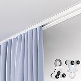 Hidden Curtain Track Ceiling Mount Rod, Recessed Aluminum Single Curtain Sliding Rail, Silent Curtain Track System for Bedroom/Privacy Shelter/Dressing Room/Room Divider (White, 1m（3.3ft）)