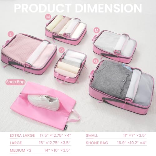 Image of BAGAIL 6 Set Ultralight Compression Packing Cubes Packing Organizer for Travel Accessories Luggage Suitcase Backpack