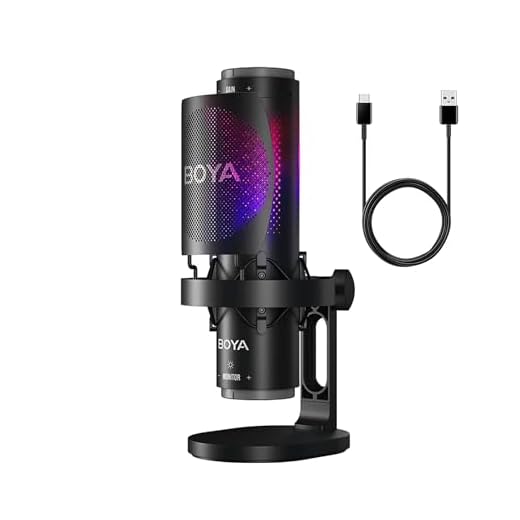 BOYA K9 RGB Gaming Condenser Mic Kit with Pop Filter, Shock Mount, Cover & USB-C Cable – Ideal Podcast Mic Set for Podcasting, Streaming and Gaming (Black)