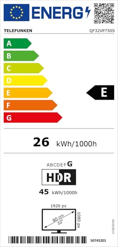TELEFUNKEN QLED Fernseher 32 Zoll Smart TV VIDAA QF32VP750S Full HD Fernseher, HDR TV mit integriertem Triple-Tuner, LED TV schwarz
