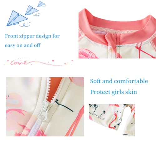 Image of UMELOK Girls Long Sleeve Rash Guard One Piece Swimsuits with UV Protection Sunsuit