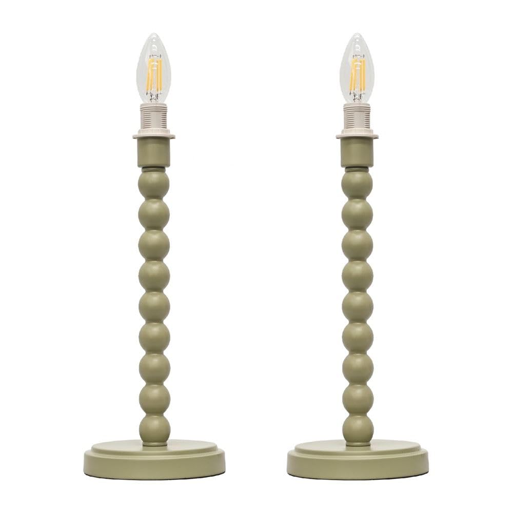 First Choice Lighting Set Of 2 BobbinSage Green Table Lamp Bases from B&Q