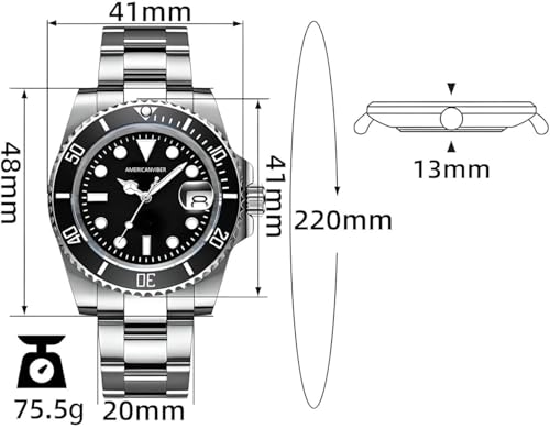 Image of AMERICANVIBER DRM009 Adjustable Free Size Lock Date Function Working Smooth Quality Analog Watch For Men Silver Stainless Steel Metal Bracelet Oyster Design