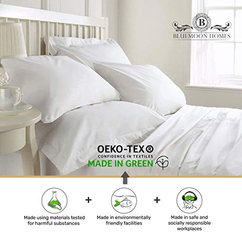 Bluemoon Homes Luxurious Hotel Style 100% Pure Egyptian Cotton 800 -Thread-Count Solid, 2-Piece Pillowcase Set - Single Ply Soft Sateen Weave Premium Yarns (2 Pc Standard Pillowcases, White) #TOP1