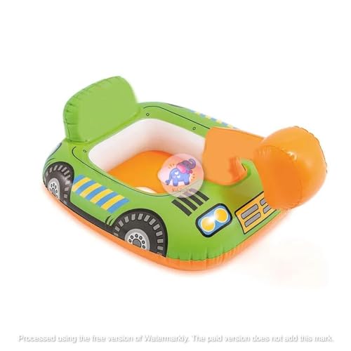 Image of Inflatable Kiddie Float | Water Baby Floater for Kids| Safe Anti-flip Diaper Style Swim Tube Rider| Swim Pool Tube for Toddlers|Multicolor Cute Swimming Pool Safety Seat (Excavator)