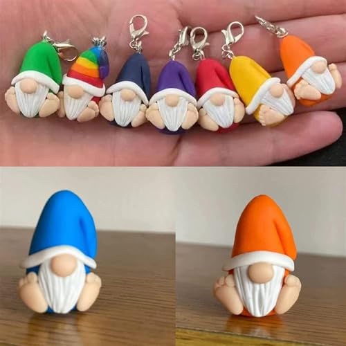 Gonk Gnome Cute Resin Ornament Charms Christmas Decoration Keychain Pendant for Home Xmas Party Decorations (Red)