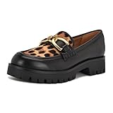 Nine West Women's Gables Loafer, Black/Leopard Multi 001, 8.5