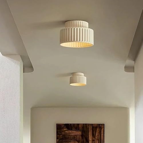 Ktyuerghk Retro Kitchen Island Bar Close To Ceiling Light Fixtures Modern Resin Semi Flush Mount Ceiling Light Bedroom Living Dining Room Hall Japanese Wabi-Sabi Style Led Hallway Lighting Fixtures Ceiling thumb #2
