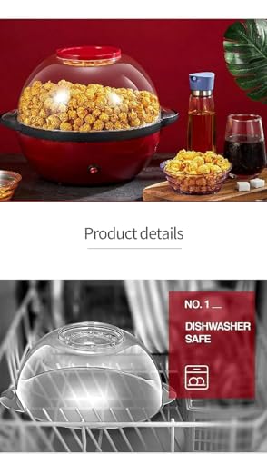 Image of Popcorn Machine Big Vintage Collection and Electric Popcorn Maker Making Machine,Automatic Instant Popcorn Maker Stylish Design 1200-Watts Electric Popcorn Maker Machine For Home Use (Round)