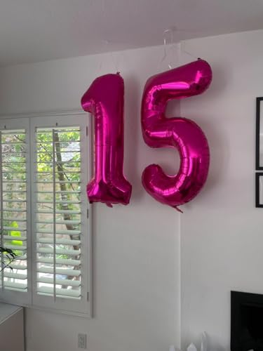 Image of 5 Balloon Numbers Birthday Decorations, 40In Rose Purple Balloons for Party | Eye-catching Appearance, Perfect Decorative Centerpieces, Convenient Self-sealing Structure, Widely for Various Occasions