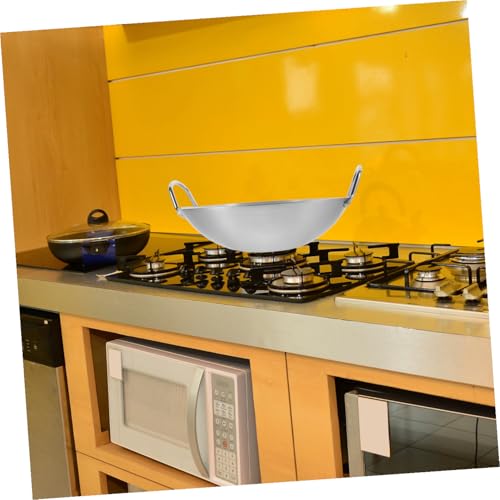 Wok de acero inoxidable con doble asa 12 pulgadas miniatura 4