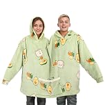 Matching Couples Pajamas Hoodies Funny Couple Onesies Two Person Flannel Blanket Clothes for Adult Bf and Gf (UK, Alpha, One Size, Regular, Regular, Green)