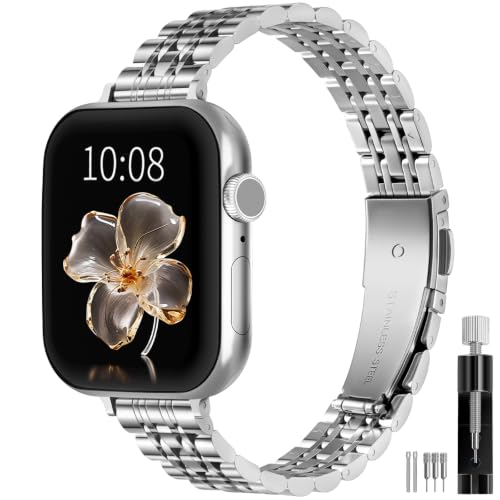 Slim Stainless Steel Band Compatible with Apple Watch Bands for Women