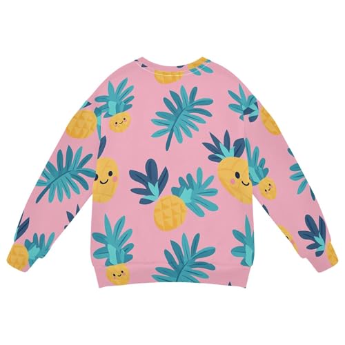 JUNZAN Cute Cartoon Pineapples Pink Big Girls Hooded Sweatshirt Long Sleeve Kids Hoodies Boys Party 4T2
