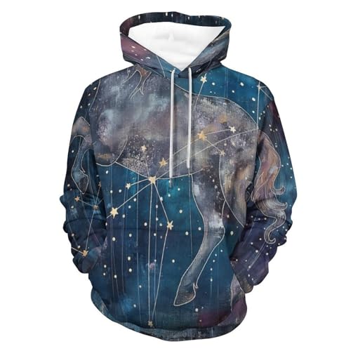 Sweat à Capuche Licorne Fantaisie pour Homme et Femme Taille S