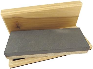 Natural Authentic Combination Soft (Medium) and Black (Ultra Fine) Knife Sharpening Bench Stone Whetstone 8" x 3" x 1" in Wood Box NWS-B/S-8x3x1