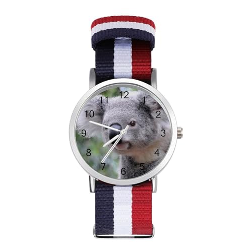 Cute Koala Bear Lightweight Wrist Watch Adjustable Nylon Band Outdoor Sport Work Wrist Watch Easy to Read Time