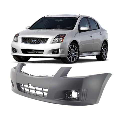 Image of FitParts Compatible with Nissan Sentra 2007-2012 Front Bumper Cover | Primed, With Fog Light Holes, Sedan, Ready to Paint, OEM 62022ET80J, NI1000262