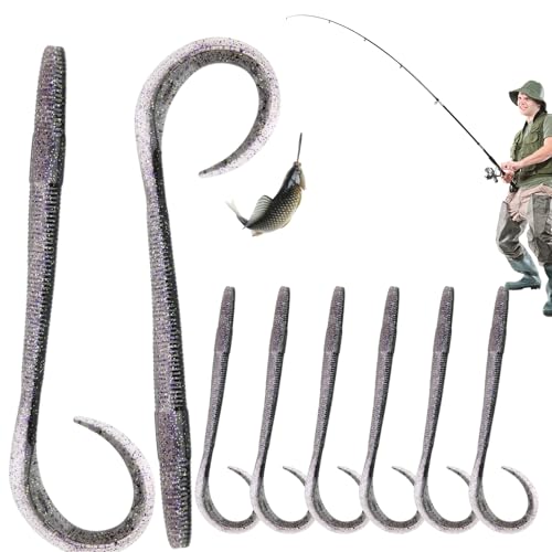 Appâts en forme de lumbrique – 8 pièces de lumbrique réaliste artificiels pour truite – faux appâts réutilisables avec hameçon pour carpes perches et poissons-torpilles