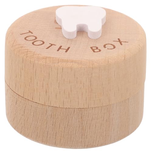IDEANATEGRATE Caja de Madera para Dientes de Leche Niñas, Organizador de Recuerdos Diseño de Dibujos Animados, Tamaño Original, para Almacenar Cabello Fetal y Primeros Dientes, Uso en Guardería