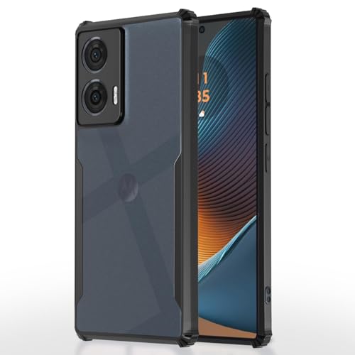 Image of Pikkme Ultra Hybrid Back Cover for Motorola Moto Edge 50 Fusion 5G / Motorola Moto G96 5G | Raised Edges |Crystal Clear Transparent | Full Camera Protection Bumper Case (Black)