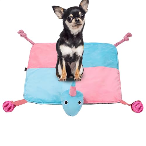 Sniff Mat for Dogs, Colorful Bunny Feeding Pad, 18.5 Inches Interactive Slow Eating Mat, Enrichment Toy with Pull Rope, Food Lea