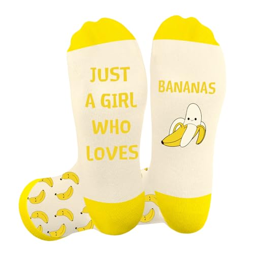 Dayofun Banana Gifts for Women Banana Socks - Funny Fruit Socks Fruit Gifts for Teen Girl Girlfriend Sisters Christmas Birthday Valentines Graduation Galentines Gift Stocking Stuffers for Girls