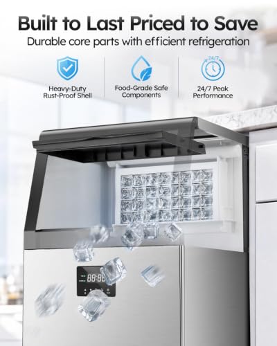 Image of Mojgar Commercial Ice Maker 180lbs /24H with 50lbs Ice Storage 2 Water Inlet