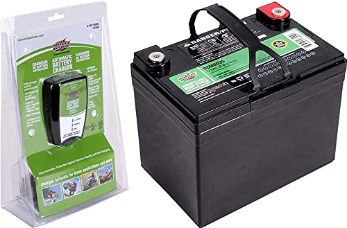 Image of Interstate Batteries 12V 35Ah Deep Cycle Battery & Battery Trickle Charger 12v 1.0 Amp (SLA) Sealed Lead Acid Battery (AGM) Insert Terminals (DCM0035)