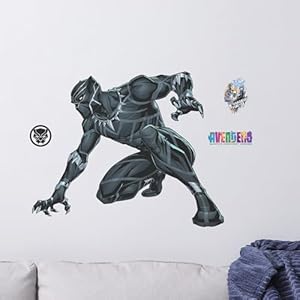 Wall Palz Marvel Black Panther Wall Decal – Augmented Reality Crouching Black Panther Bedroom Decor Peel and Stick Vinyl Wall Stickers