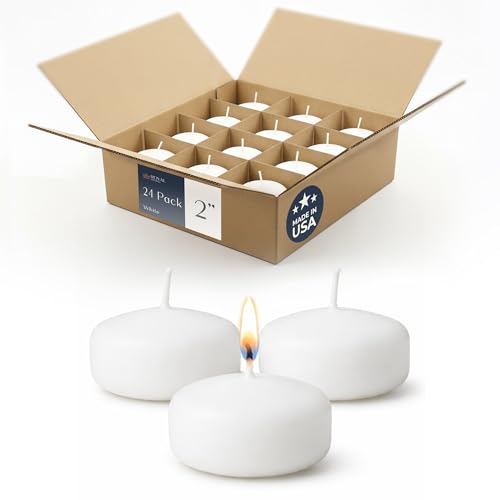 Image of Floating Candles 2 inch White, Unscented Dripless Wax Discs | Made in USA Long Burning Floating Candles for Centerpieces 8-10 Hour Burn Time, Weddings, Parties, Home Decor & Holidays - Royal Imports